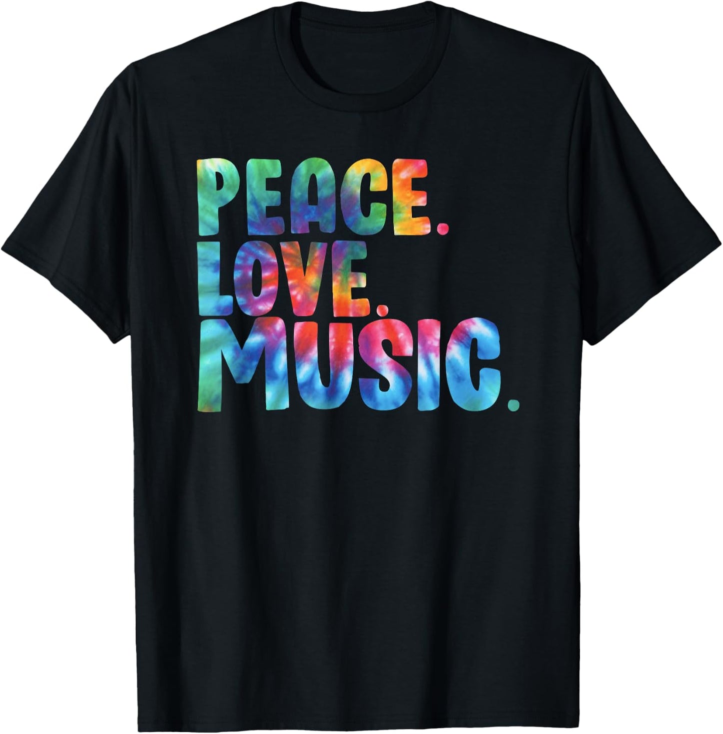 Peace Love Music Tie Dye T-Shirt - T-Shirt | Black