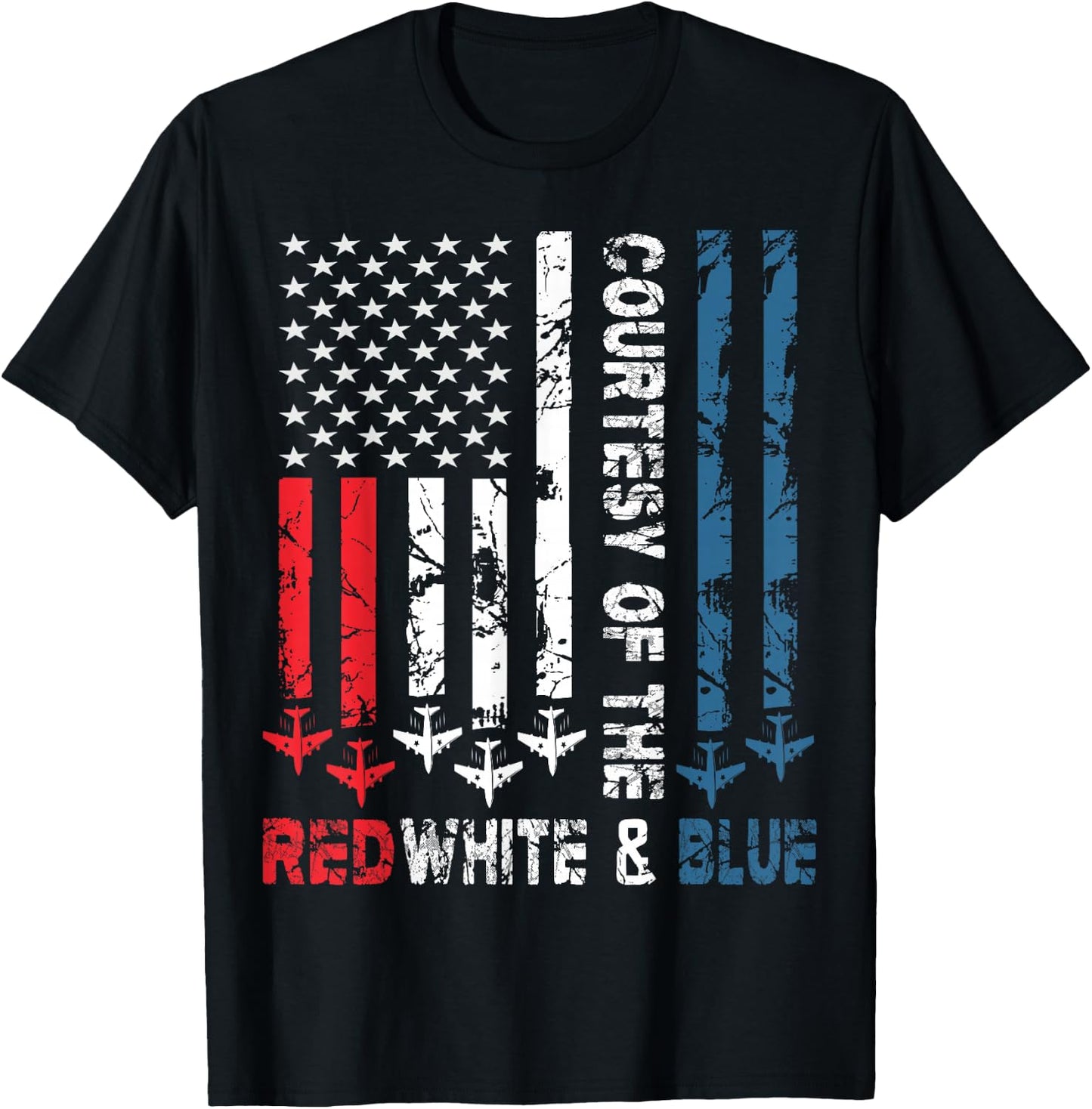 Courtesy of The Red White and Blue Vintage America US Flag T-Shirt - T-Shirt | Black