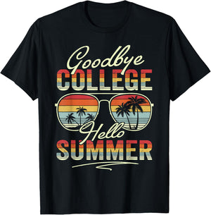 Vintage Goodbye College Hello Summer Last Day Of School T-Shirt - T-Shirt | Black