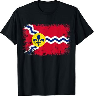 St. Louis STL Flag T-Shirt - T-Shirt | Black