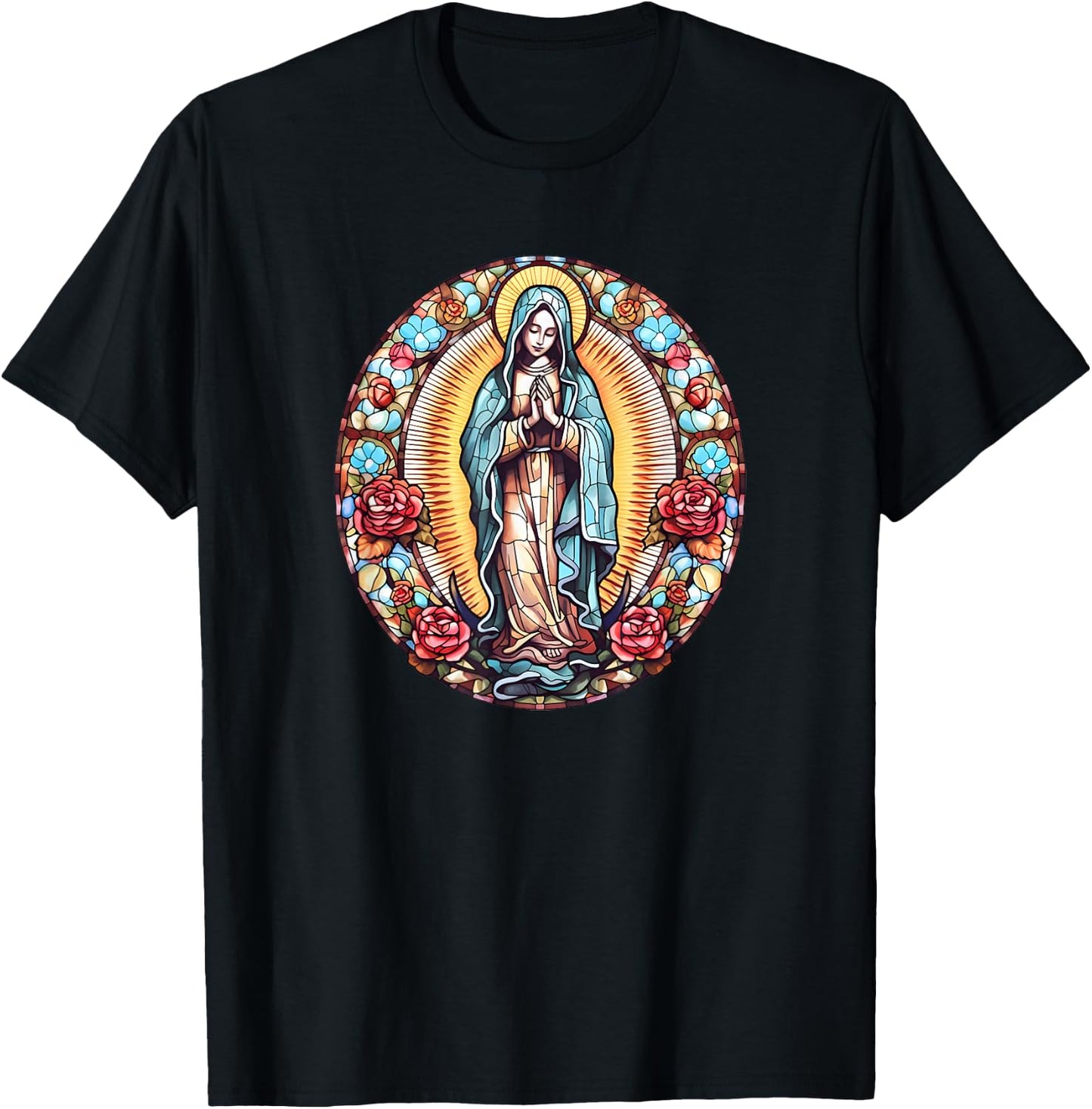 Virgin Mary Mexican Religious Art Catholic Saint Christian T-Shirt - T-Shirt | Black