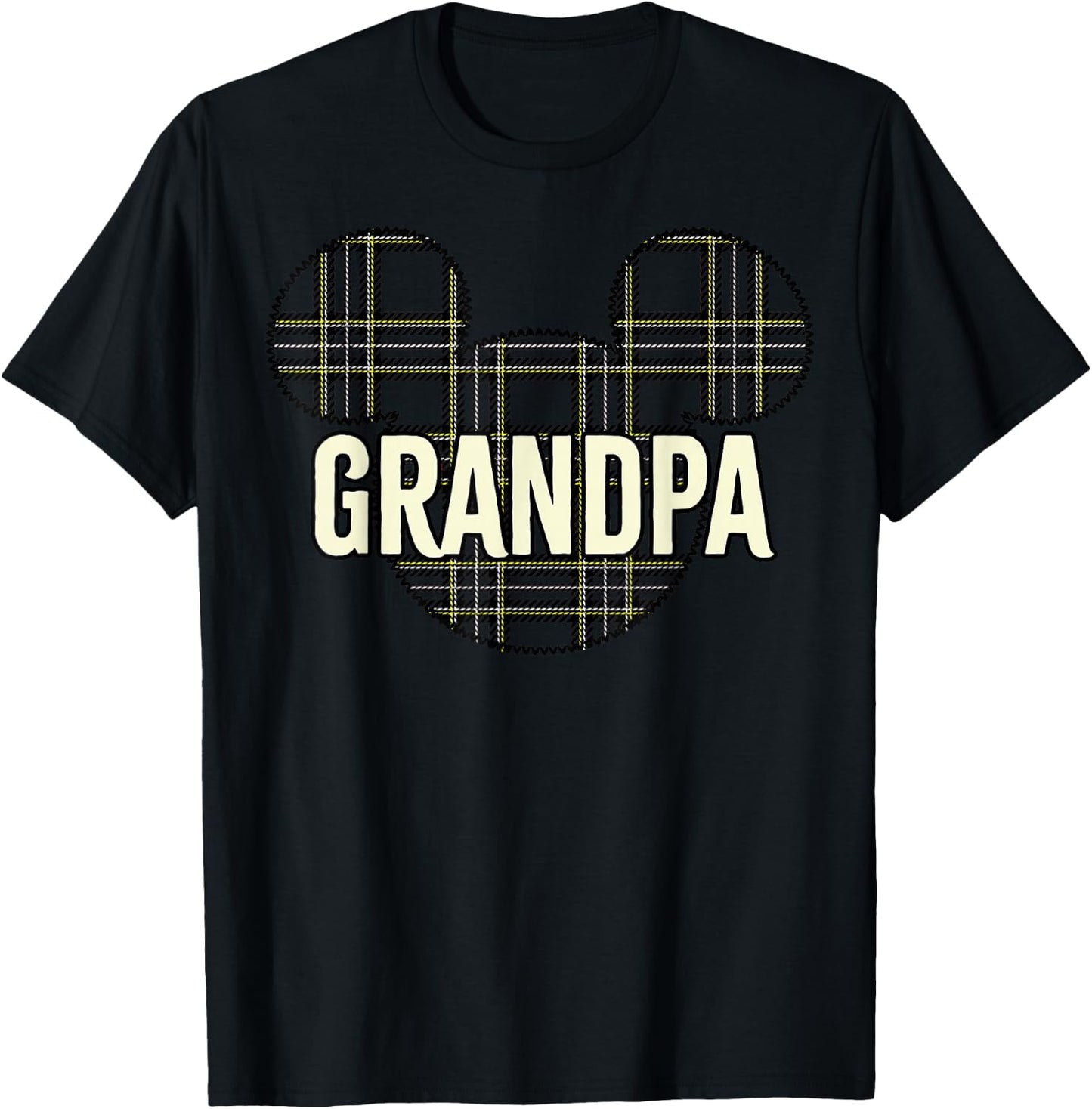 Disney Mickey and Friends Christmas Plaid Mickey Grandpa T-Shirt - T-Shirt | Black