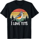 Retro Tufted Titmouse Bird Sunset Gift Funny T-Shirt - T-Shirt | Black