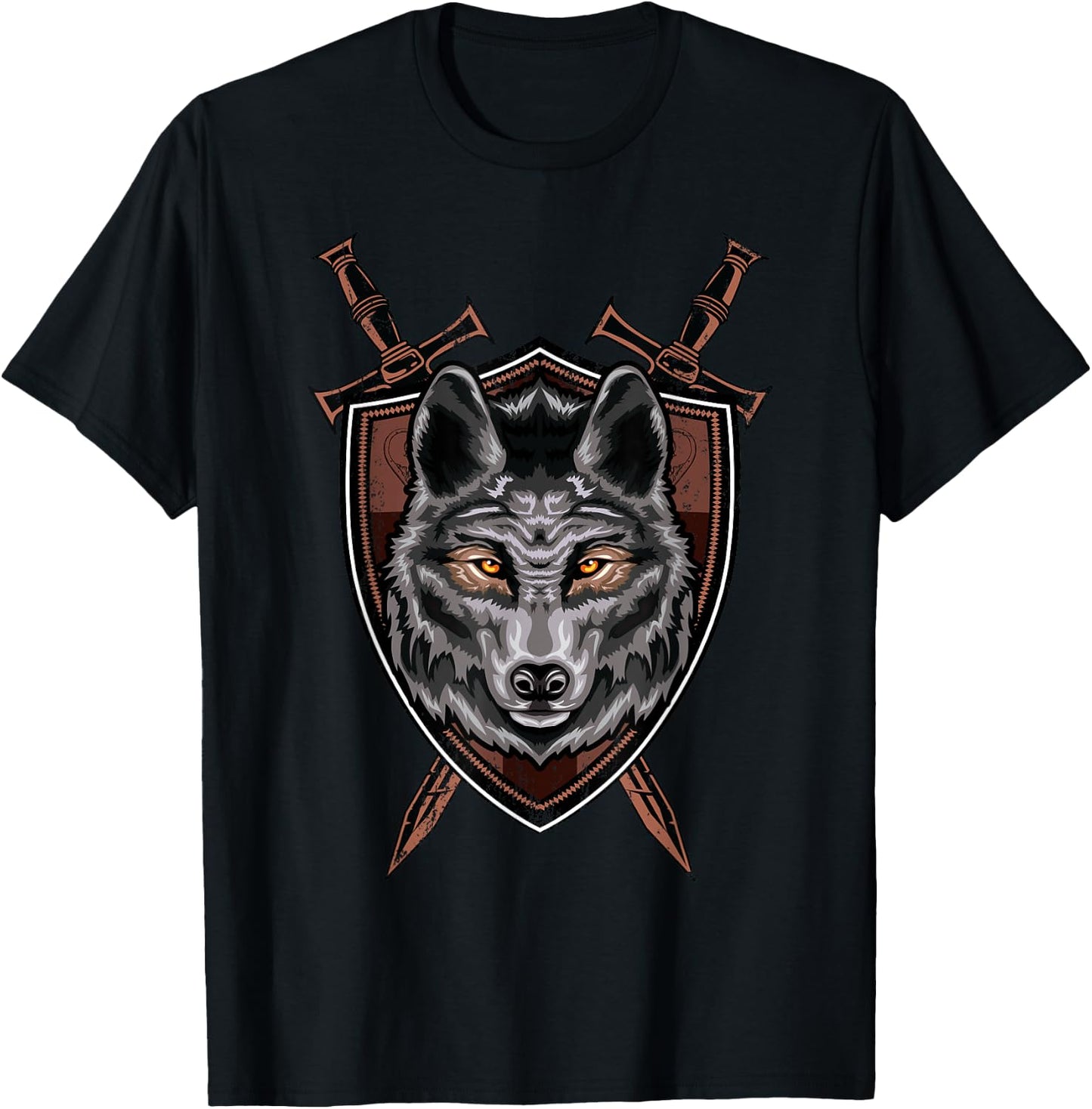 Wolf Sword Shield Renaissance Medieval Knight House Sigil T-Shirt - T-Shirt | Black