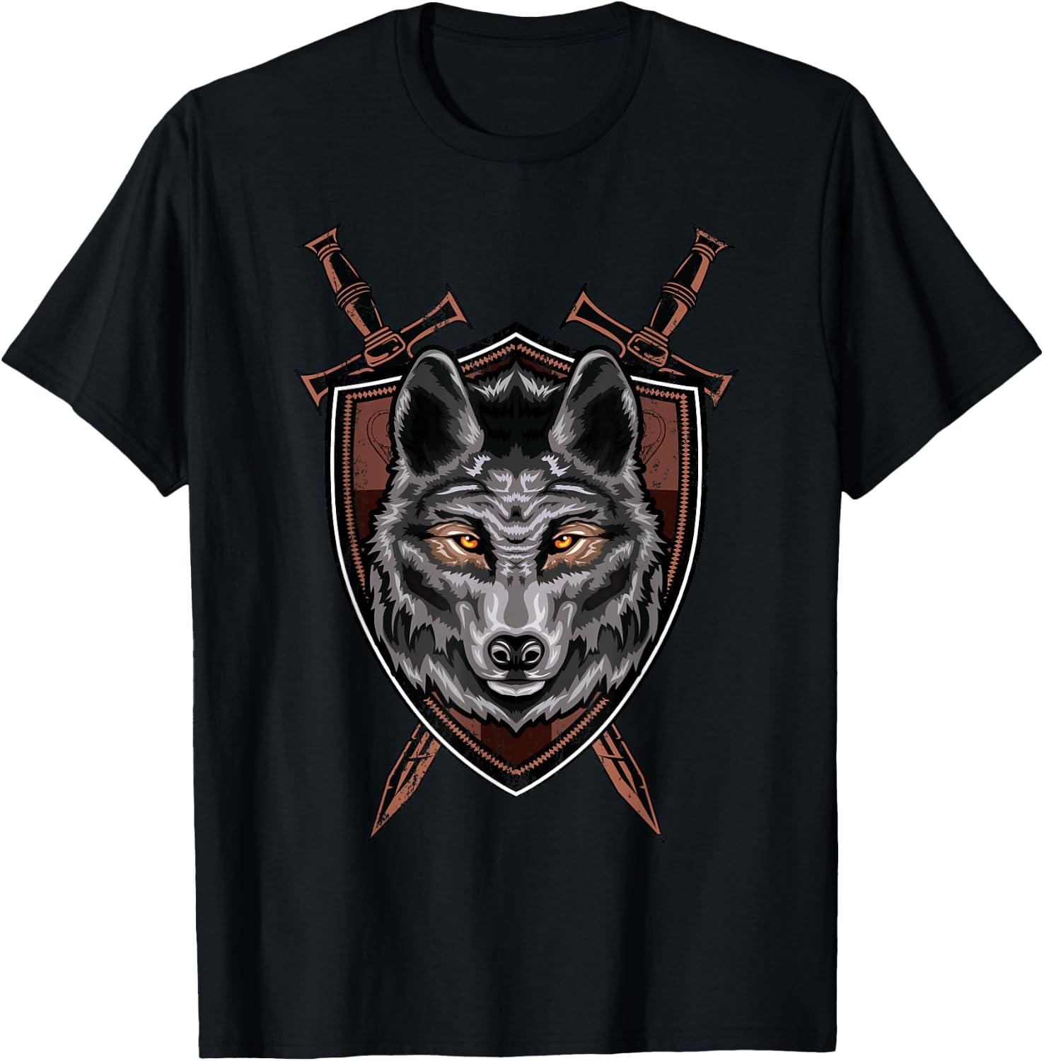 Wolf Sword Shield Renaissance Medieval Knight House Sigil T-Shirt - T-Shirt | Black