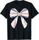 Baseball Mom Coquette Bow Mothers Day Baseball Mama T-Shirt - T-Shirt | Black