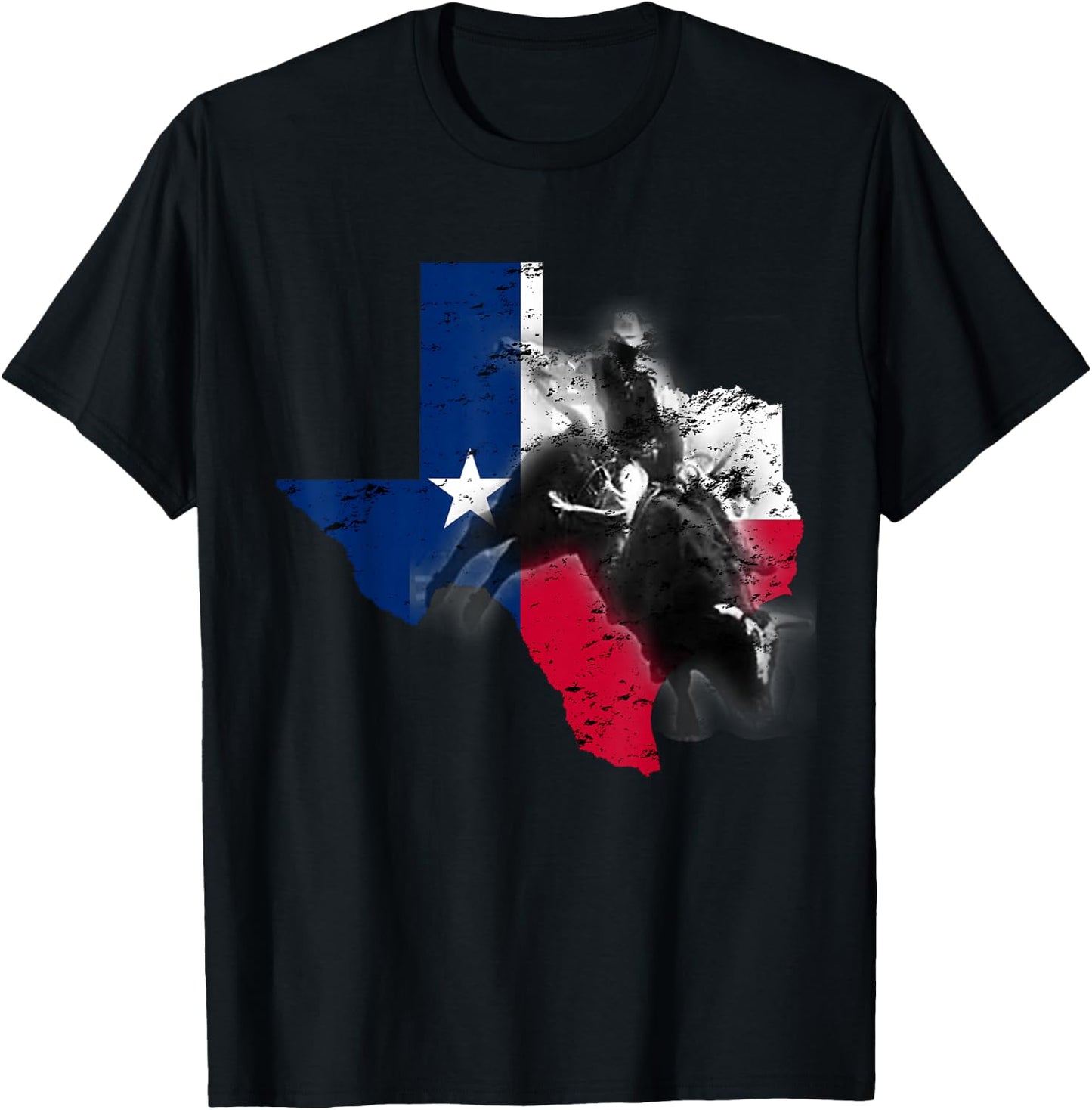 Bull-Riding Texas Ranch Rider Cowboy Texan Lone Star T-Shirt - T-Shirt | Black