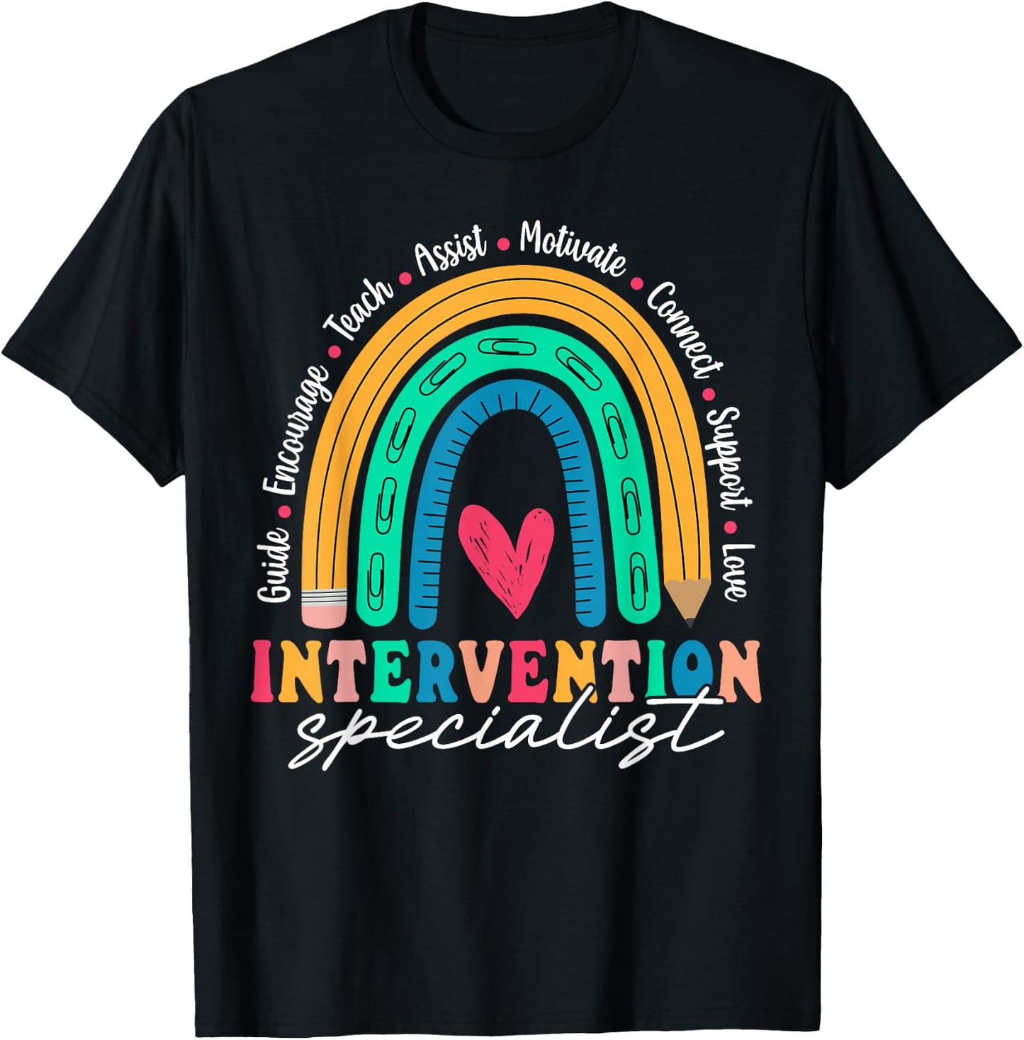 Intervention Specialist Appreciation Rainbow T-Shirt - T-Shirt | Black
