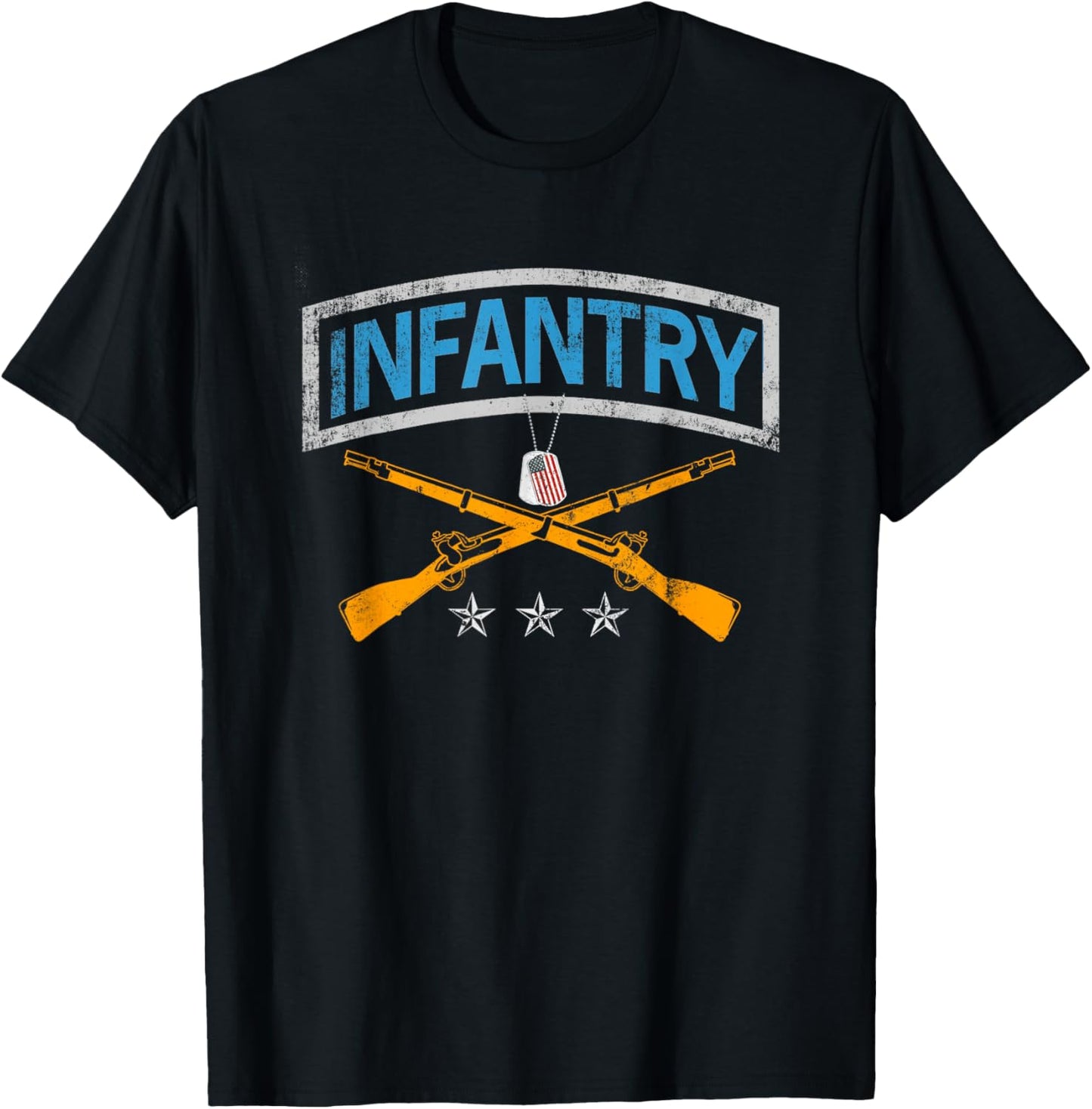 US Flag Infantry Veteran Fort Benning University Vintage Men T-Shirt - T-Shirt | Black