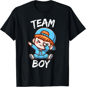 Gender Reveal Party Team Boy Red Hair Baby Announcement T-Shirt - T-Shirt | Black