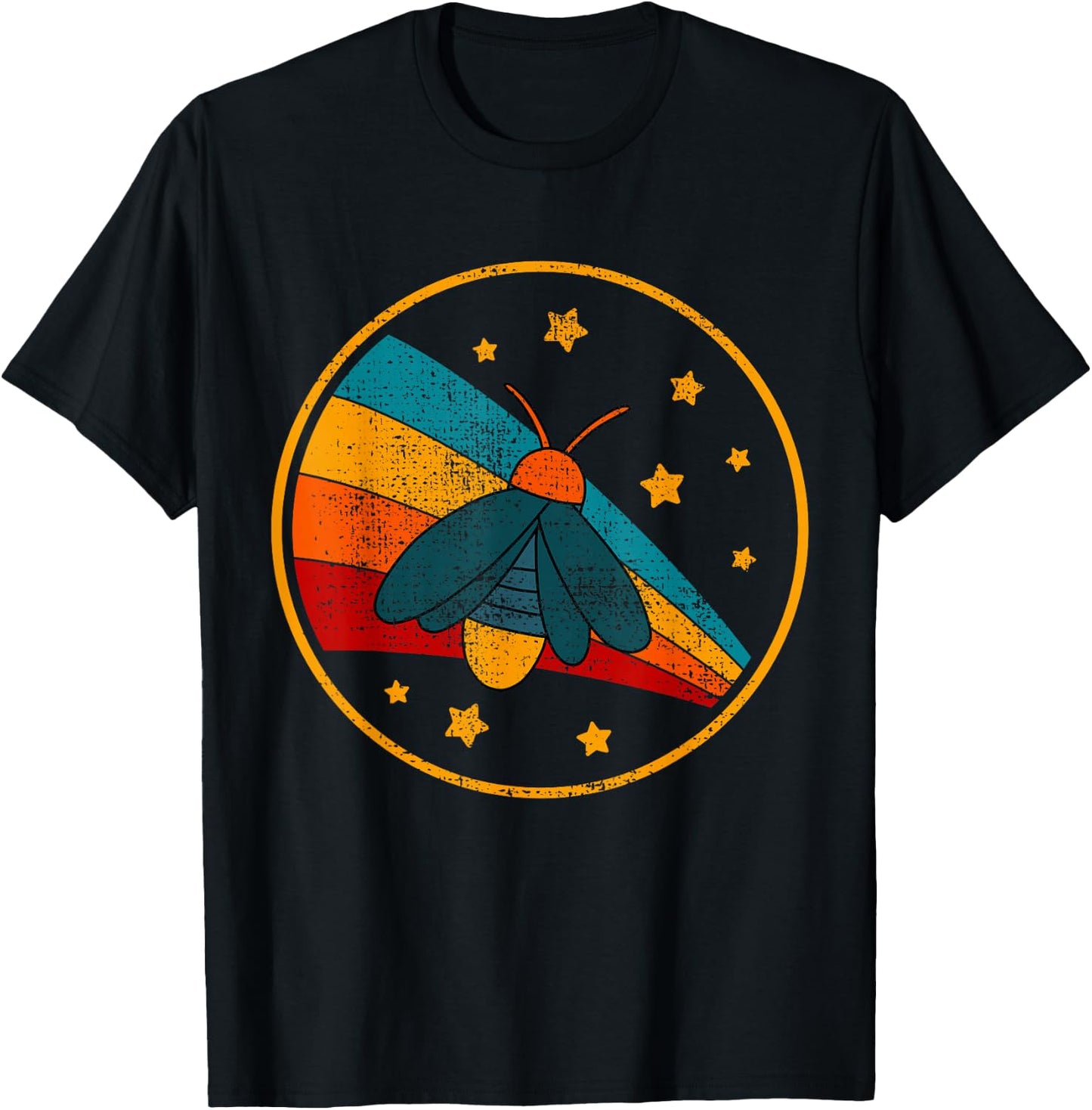 Vintage Fireflies Lightning Bugs Glow-Worm T-Shirt - T-Shirt | Black