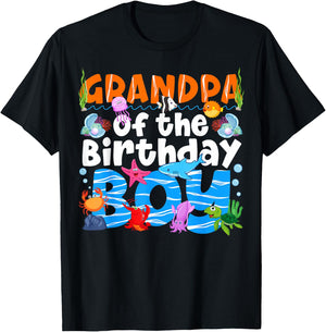 Grandpa Under Sea Birthday Party Ocean Sea Animals Themed T-Shirt - T-Shirt | Black