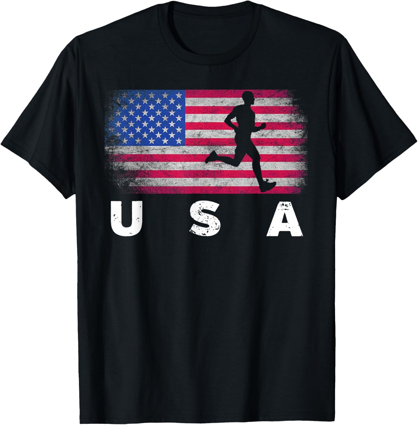 American Flag Track & Field - Cute Field Running Gift Kids Men T-Shirt - T-Shirt | Black