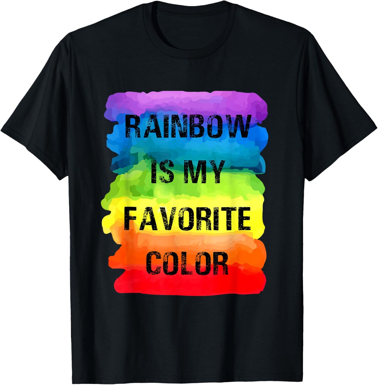 Rainbow Is My Favorite Color Design T-Shirt - T-Shirt | Black