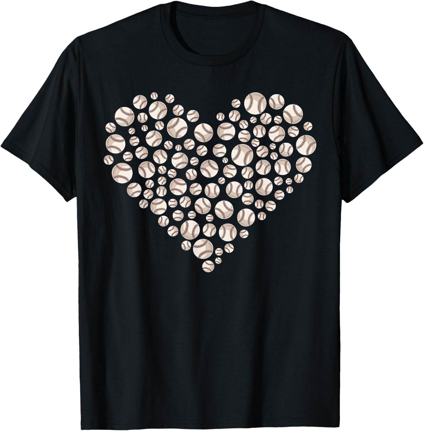 Valentine Baseball Heart Valentines Day Baseball Lover T-Shirt - T-Shirt | Black