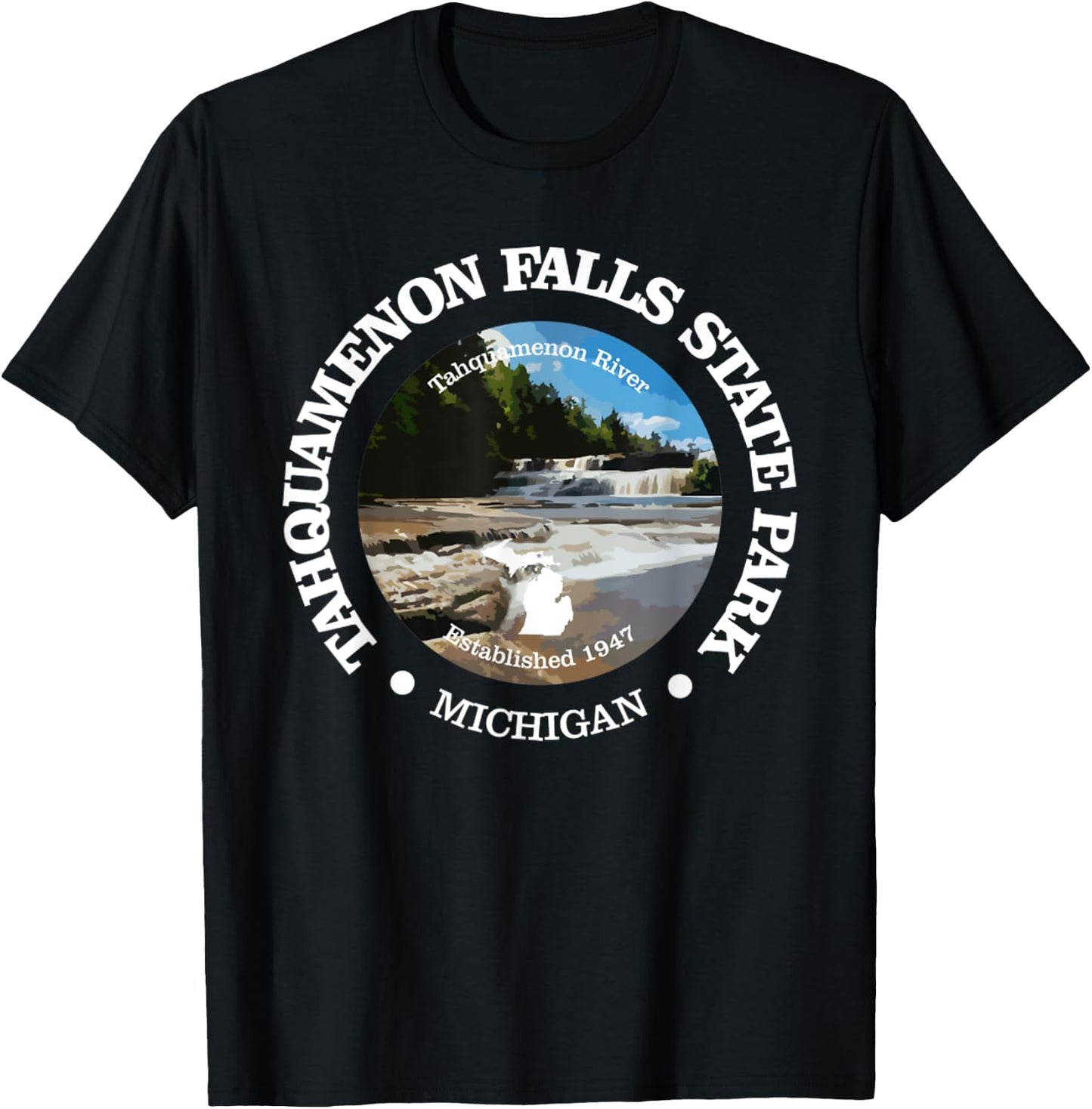 Tahquamenon Falls State Park Funny Michigan 1947 River T-Shirt - T-Shirt | Black