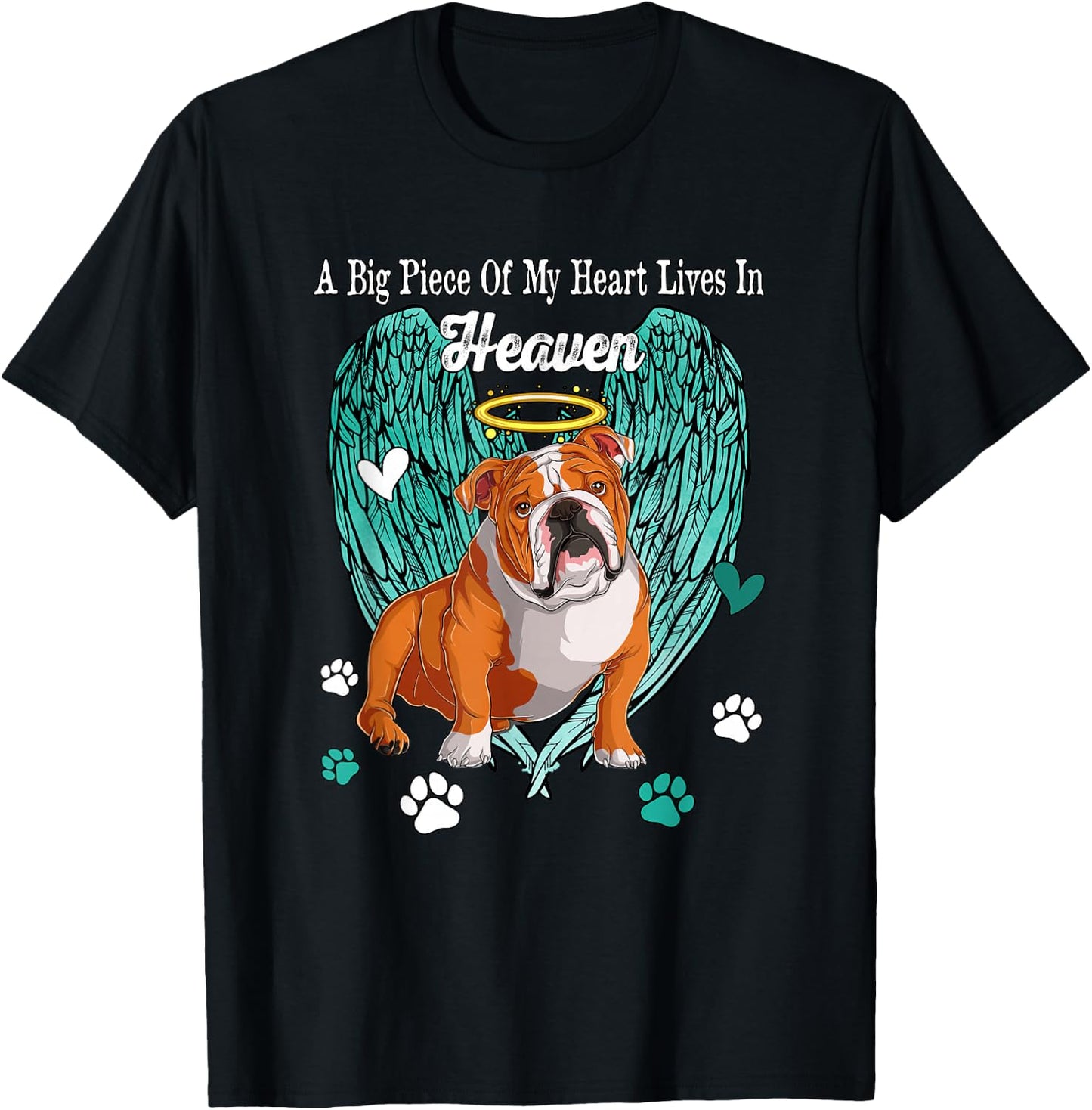Heart Lives In Heaven Costume English Bulldog Memories Owner T-Shirt - T-Shirt | Black