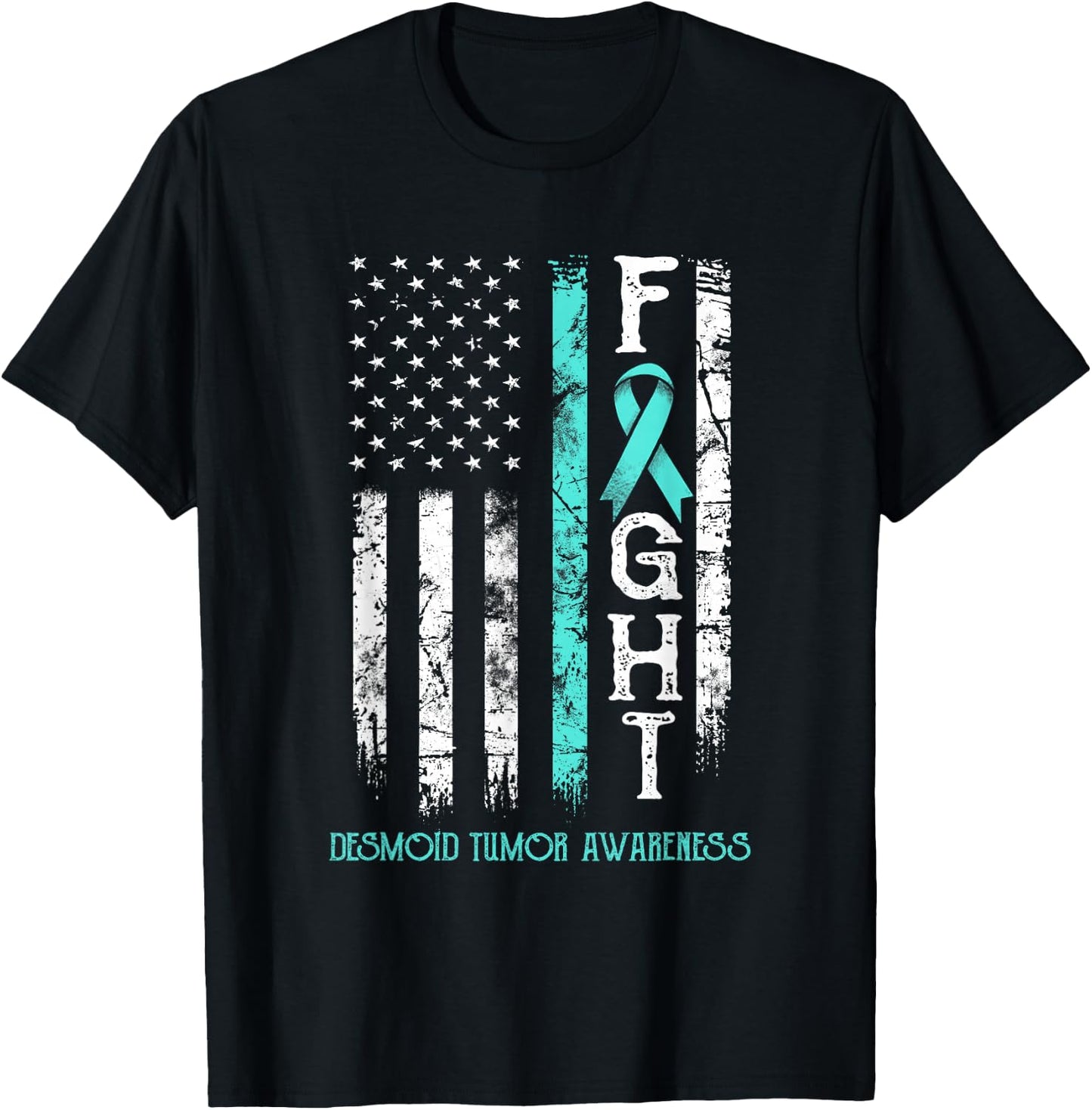 Desmoid Tumor Warrior US Flag T-Shirt - T-Shirt | Black