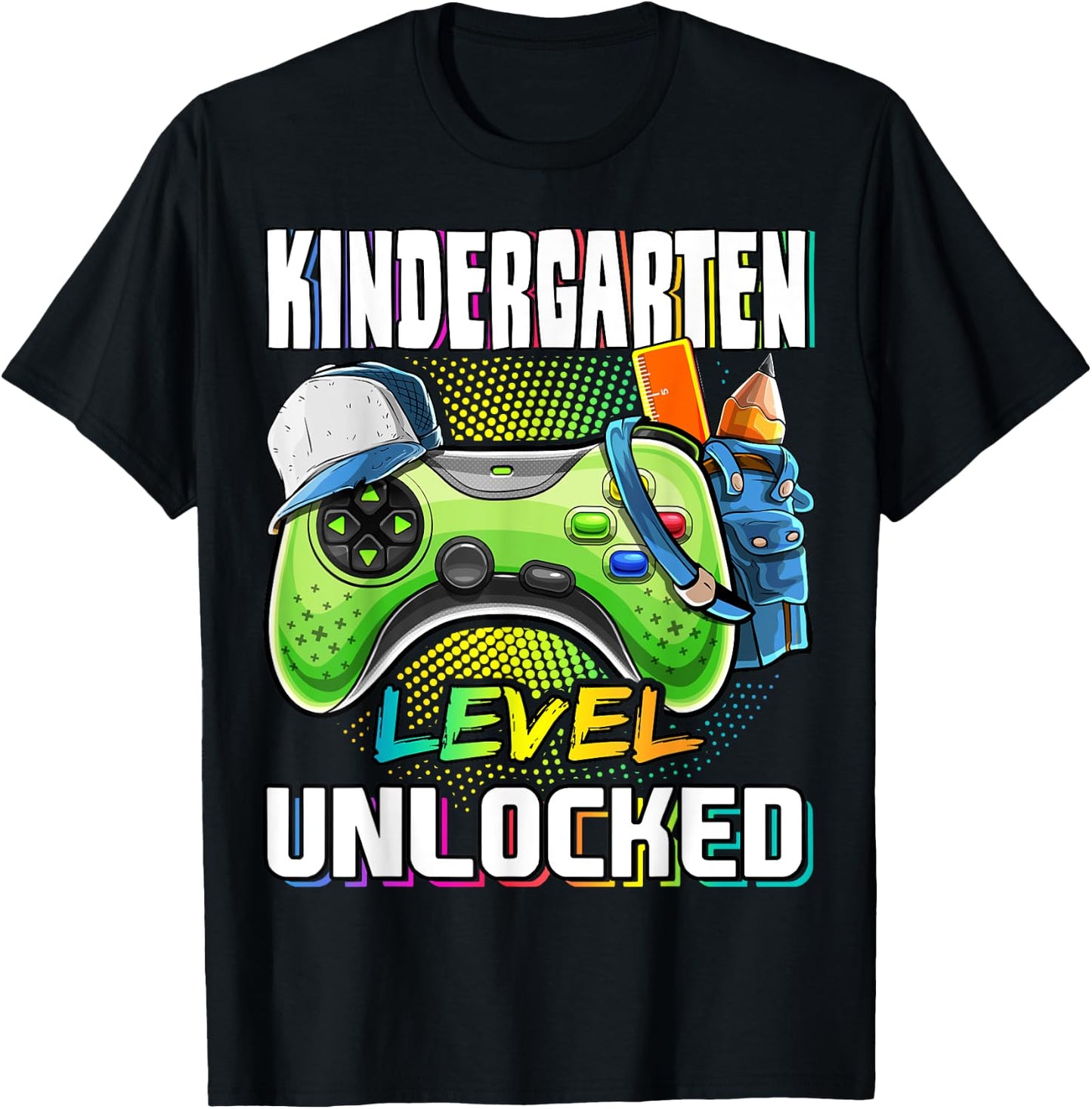 Kindergarten Level Unlocked Video Game Back to School Boys T-Shirt - T-Shirt | Black