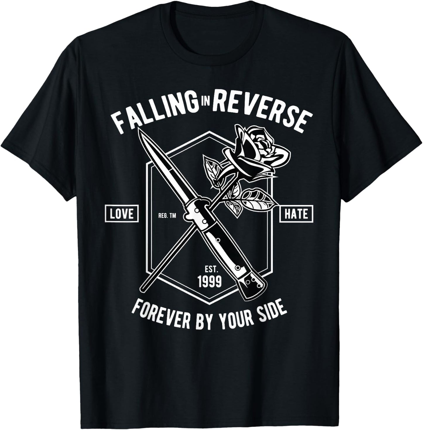 Vintage Falling In Reverse Rose & Knife Inspirational Gift T-Shirt - T-Shirt | Black