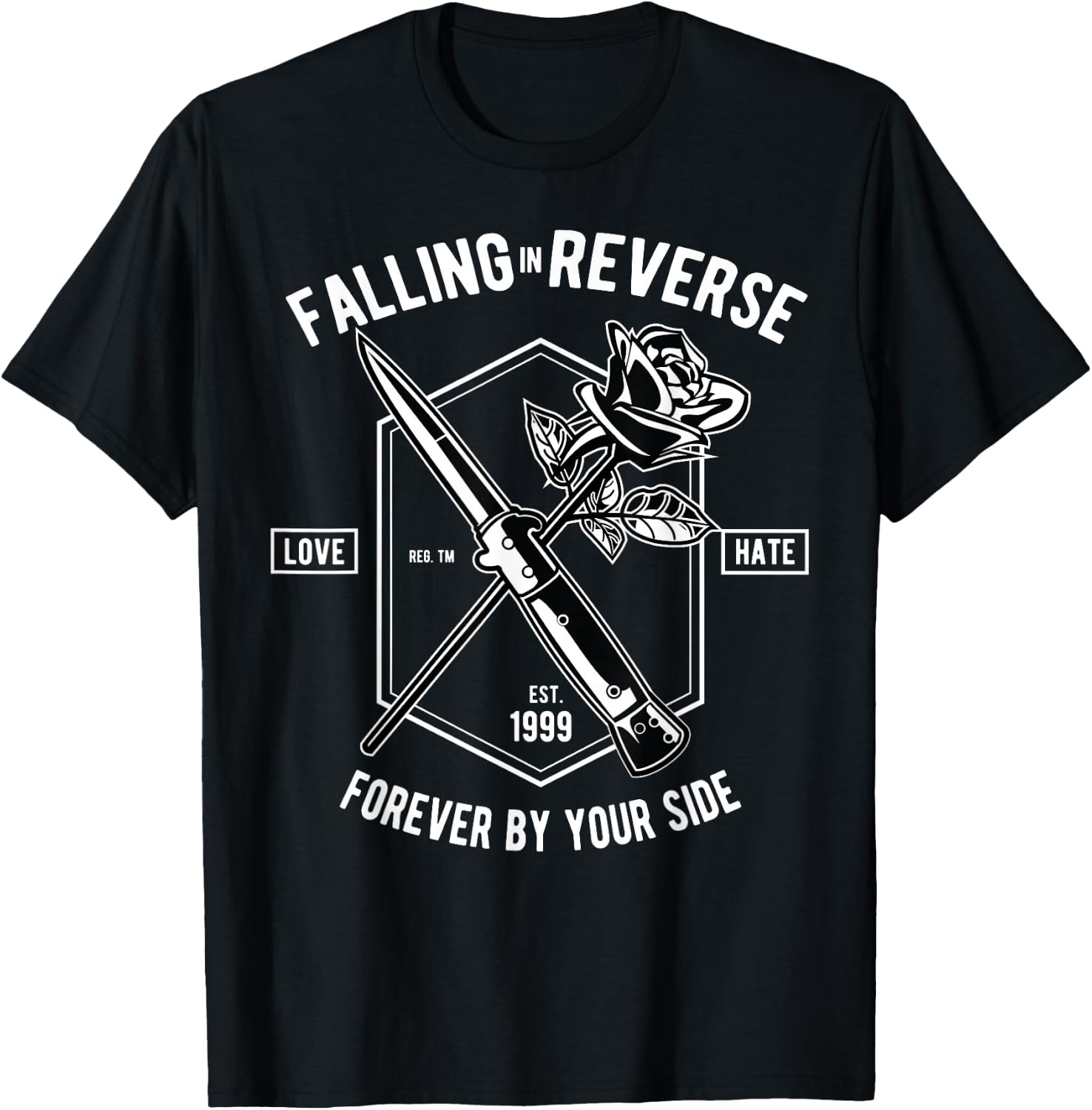 Vintage Falling In Reverse Rose & Knife Inspirational Gift T-Shirt - T-Shirt | Black