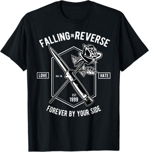 Vintage Falling In Reverse Rose & Knife Inspirational Gift T-Shirt - T-Shirt | Black