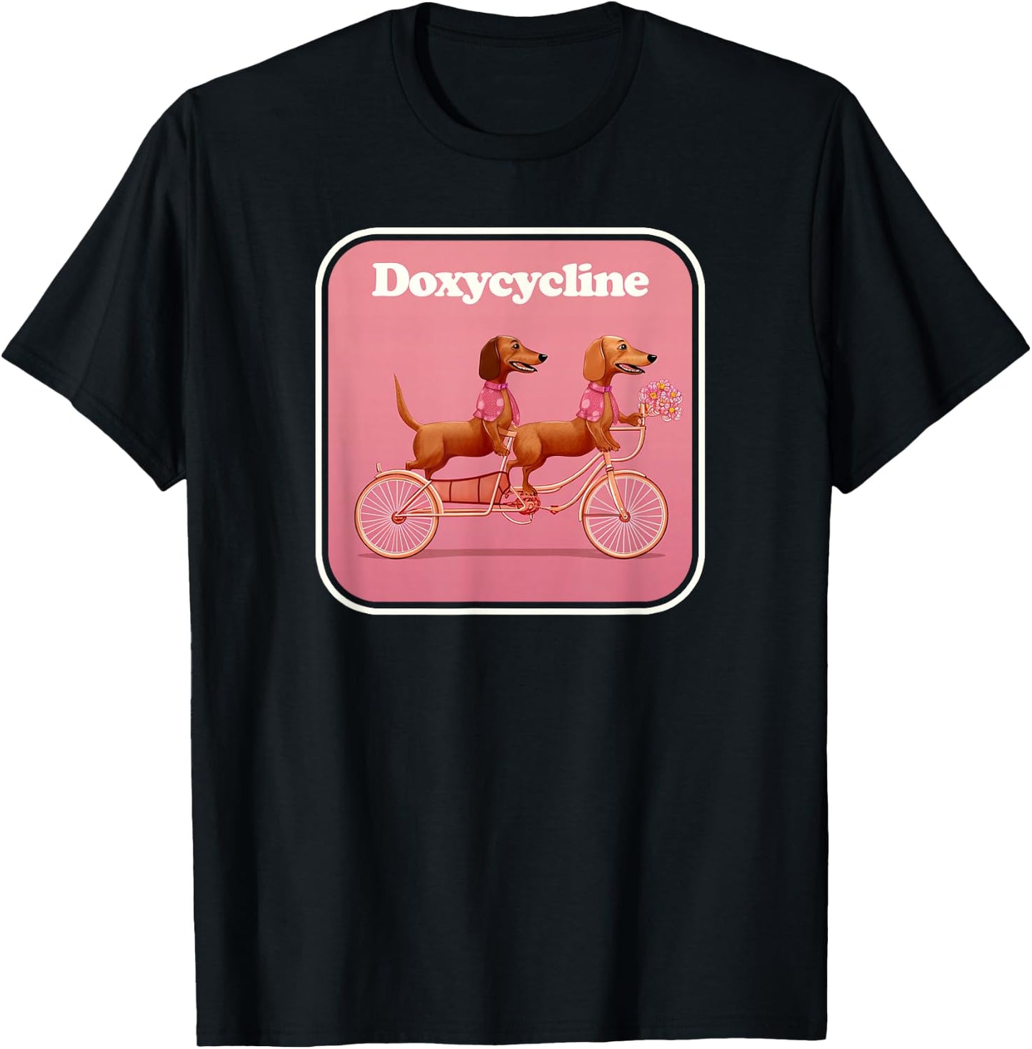 Doxycycline - Dachshund Riding a Bike - Doxy Cycling T-Shirt - T-Shirt | Black