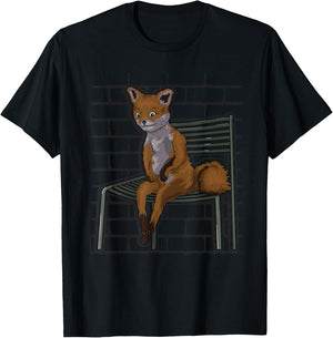Awkward Sitting Fox Dank Meme T-Shirt - T-Shirt | Black