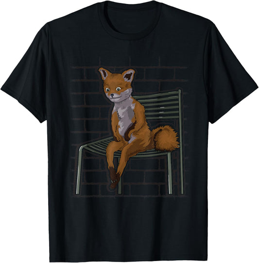 Awkward Sitting Fox Dank Meme T-Shirt - T-Shirt | Black