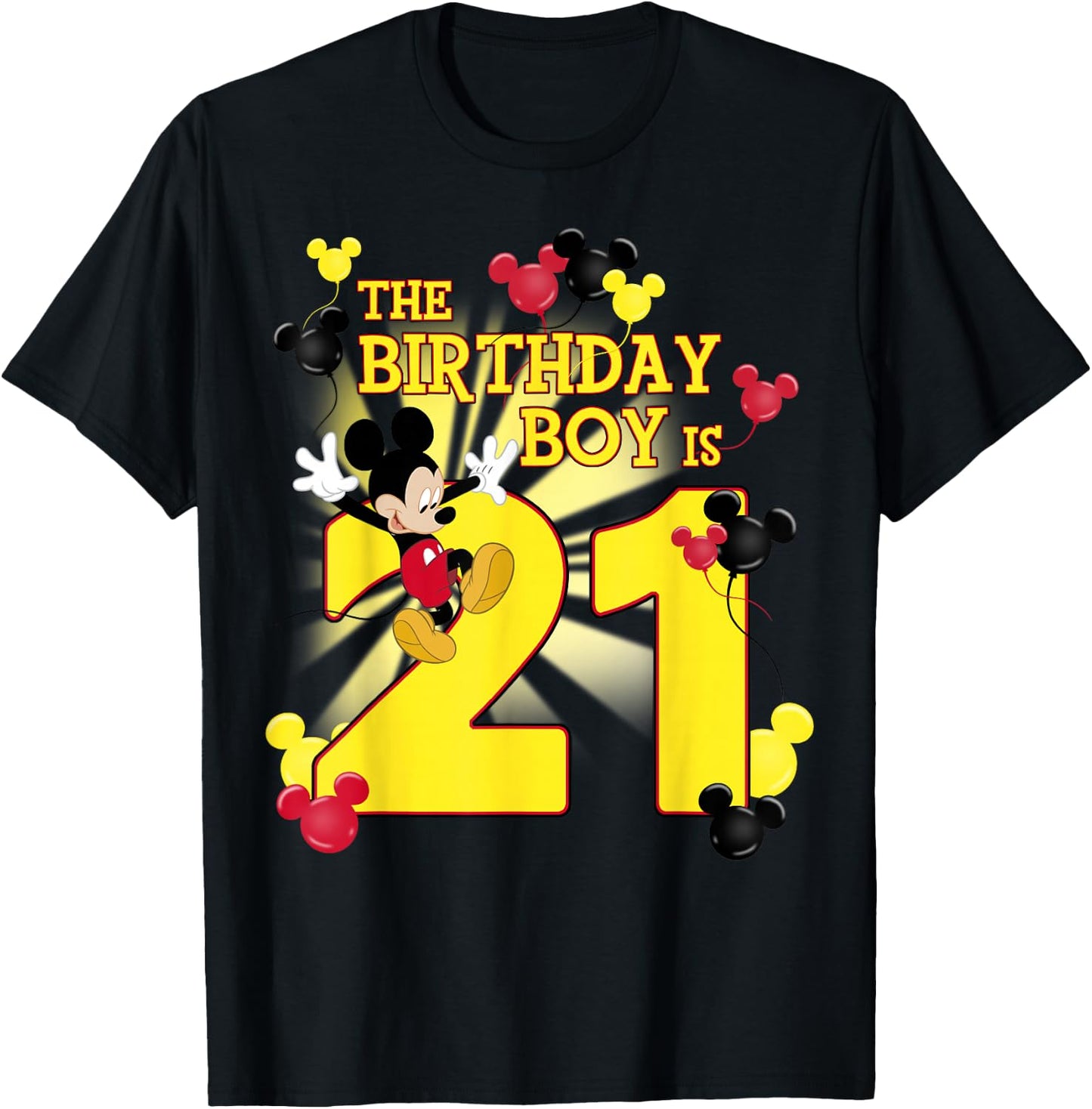 Disney Mickey And Friends Mickey 21st Birthday Boy T-Shirt - T-Shirt | Black