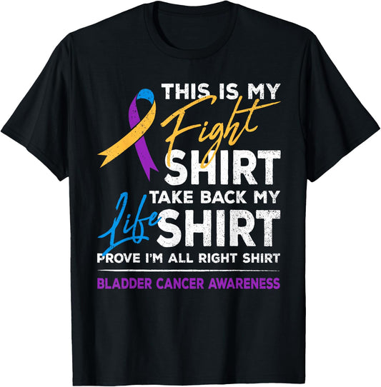 This Is My Fight Shirt Bladder Cancer Awareness Month Ribbon T-Shirt - T-Shirt | Black