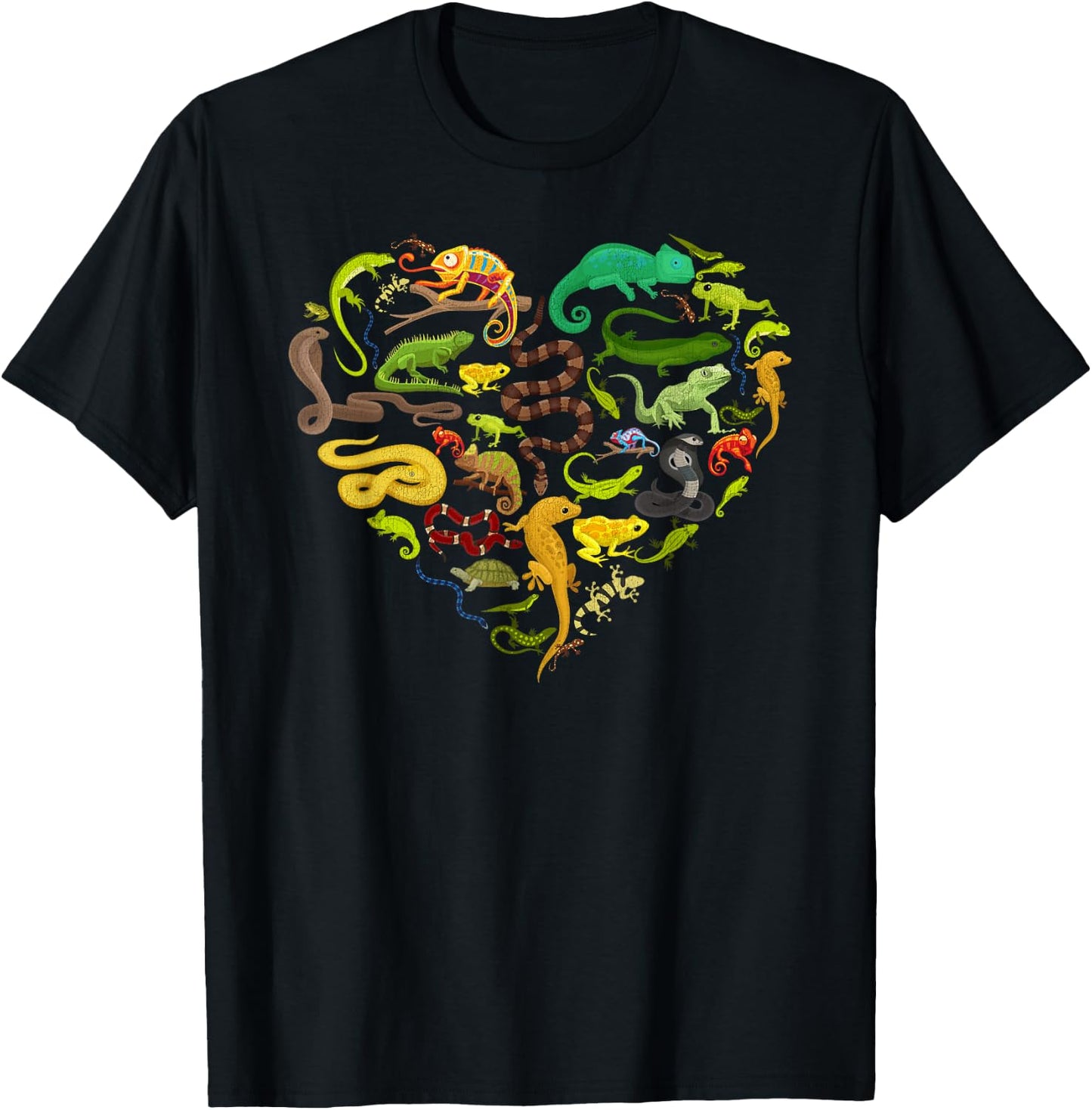 Reptile Heart Snake Lizard T-Shirt - T-Shirt | Black