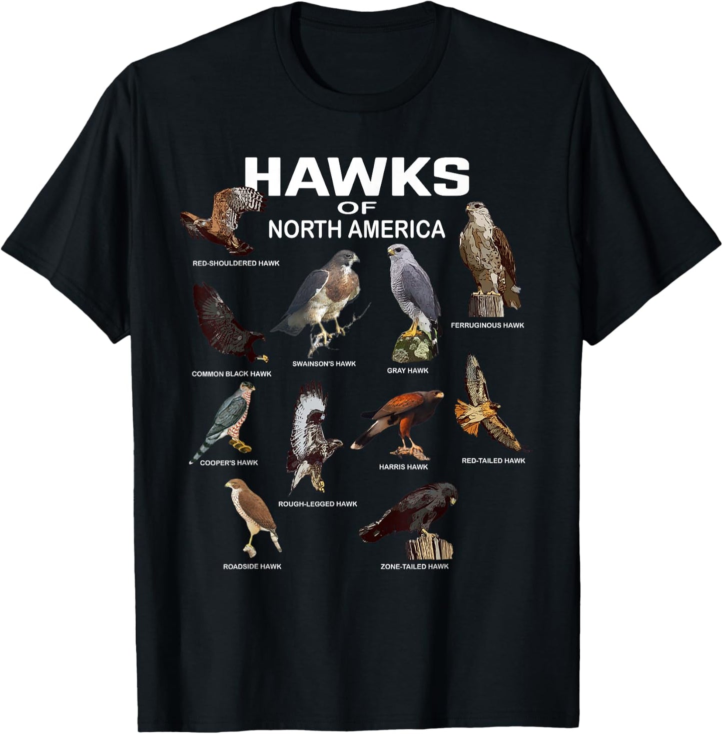 Hawks North America Red-Tailed Roadside Gray Hawk T-Shirt - T-Shirt | Black