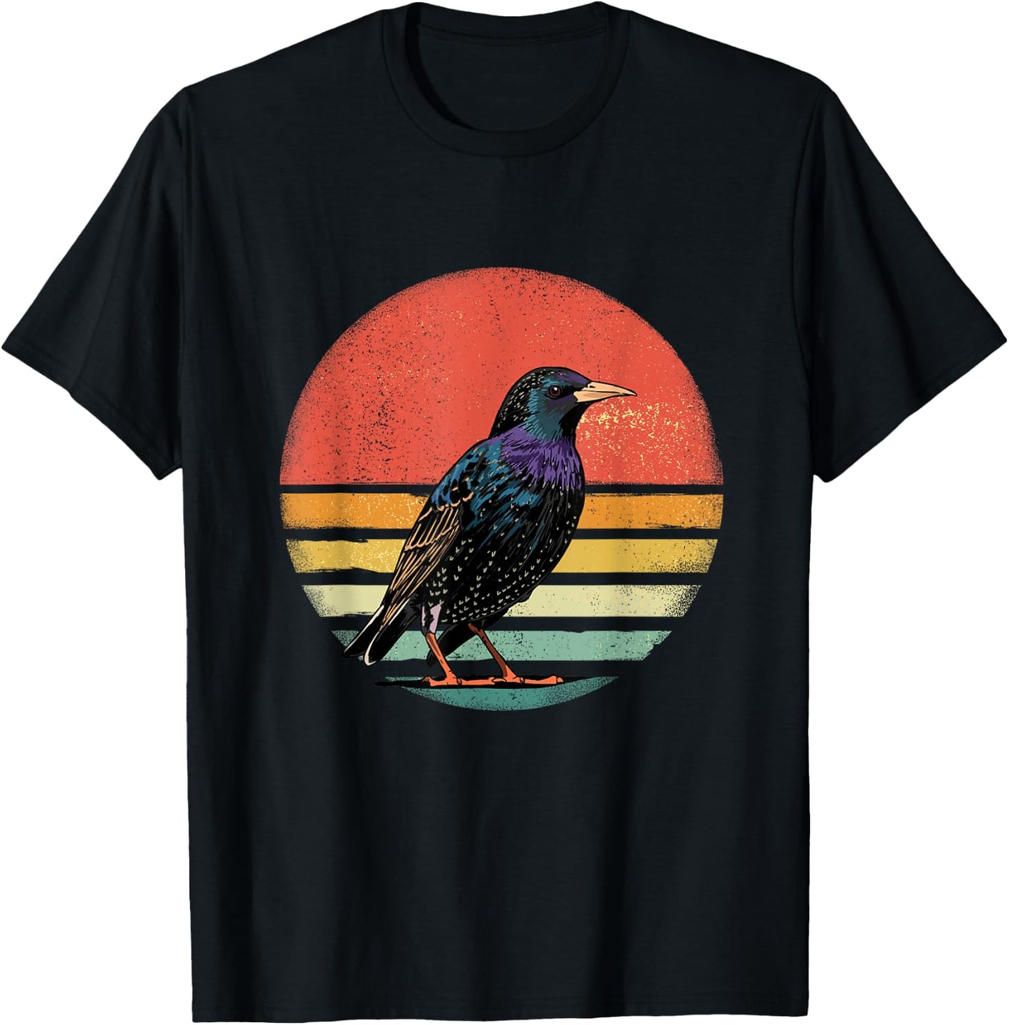 Retro Vintage Starling Nature Starling Bird Watcher T-Shirt - T-Shirt | Black
