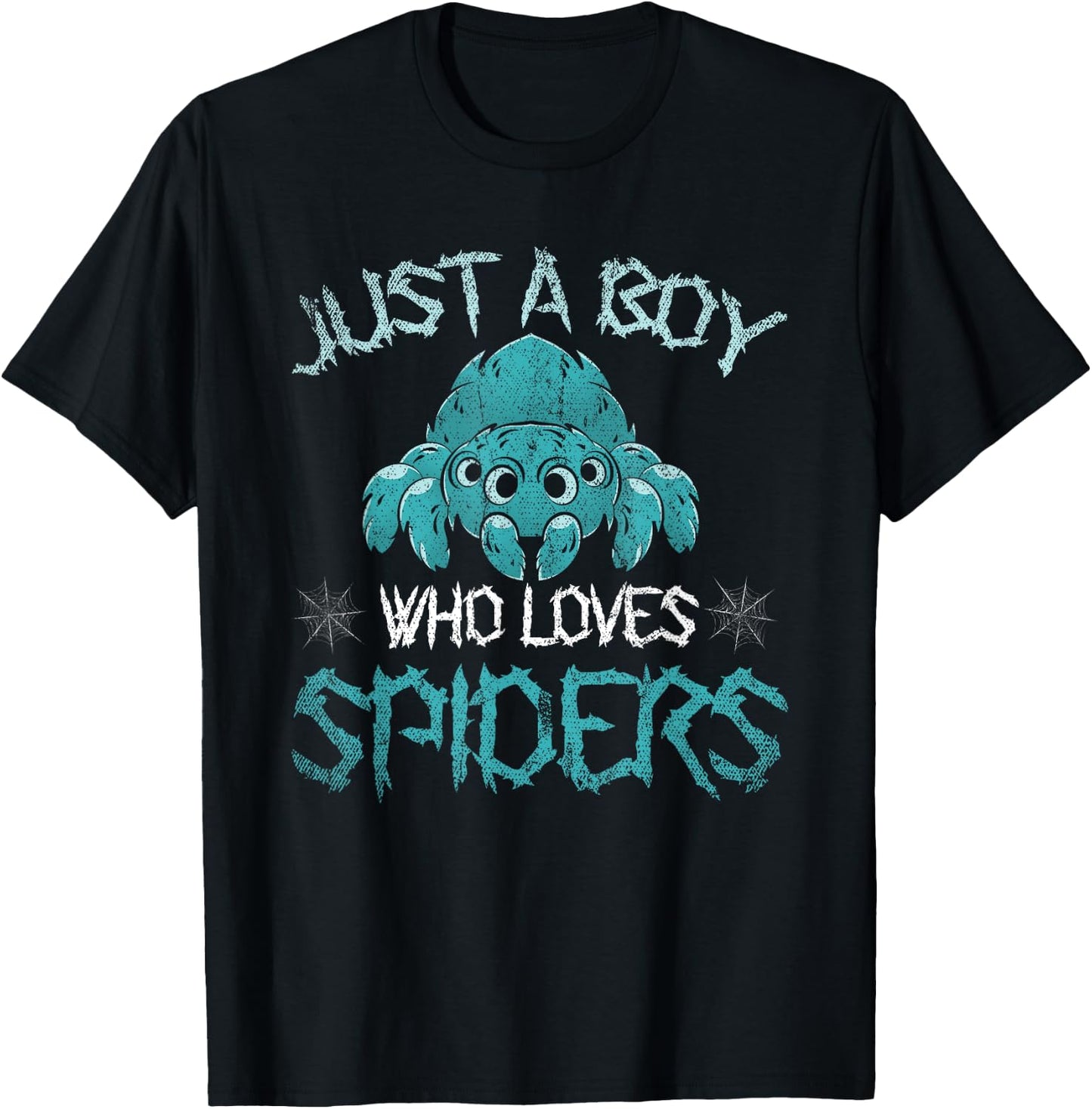 Arachnid Men Boys Gift Just A Boy Who Loves Spiders T-Shirt - T-Shirt | Black