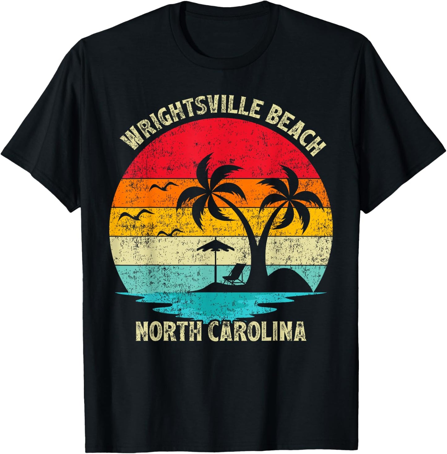 Vintage Summer Vacation North Carolina Wrightsville Beach Women Kids T-Shirt - T-Shirt | Black