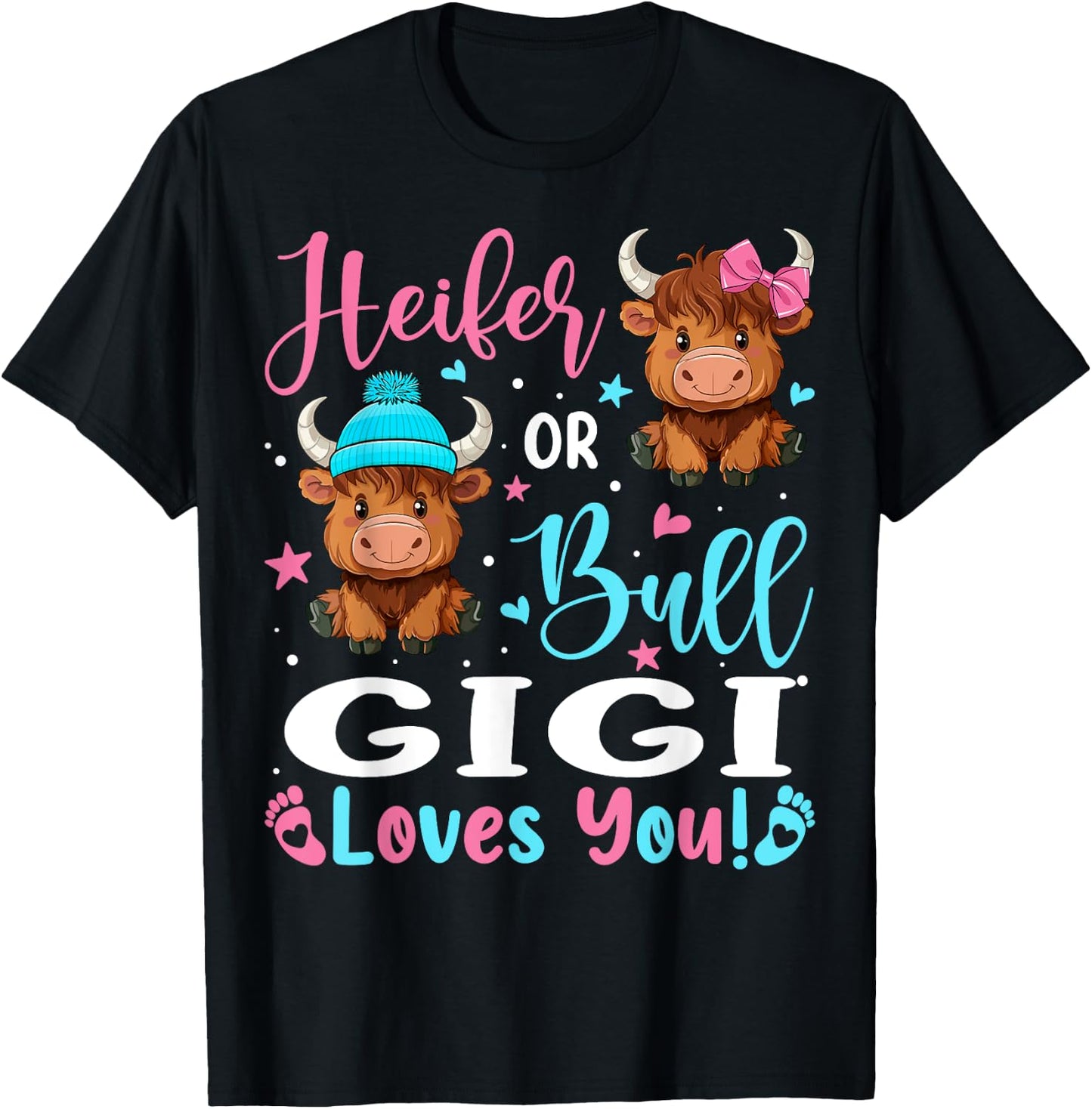 Bull or Heifer Gigi Loves You Highland Cow Lover T-Shirt - T-Shirt | Black