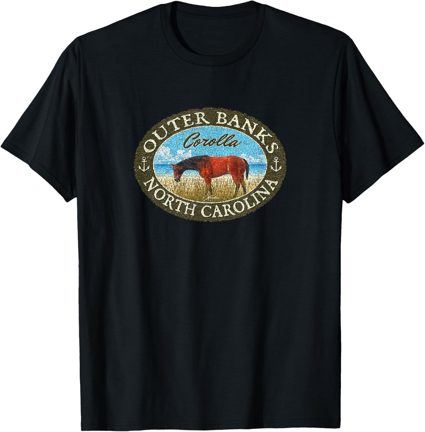 JCombs: Corolla, Outer Banks, NC, with Corolla Wild Horse T-Shirt - T-Shirt | Black