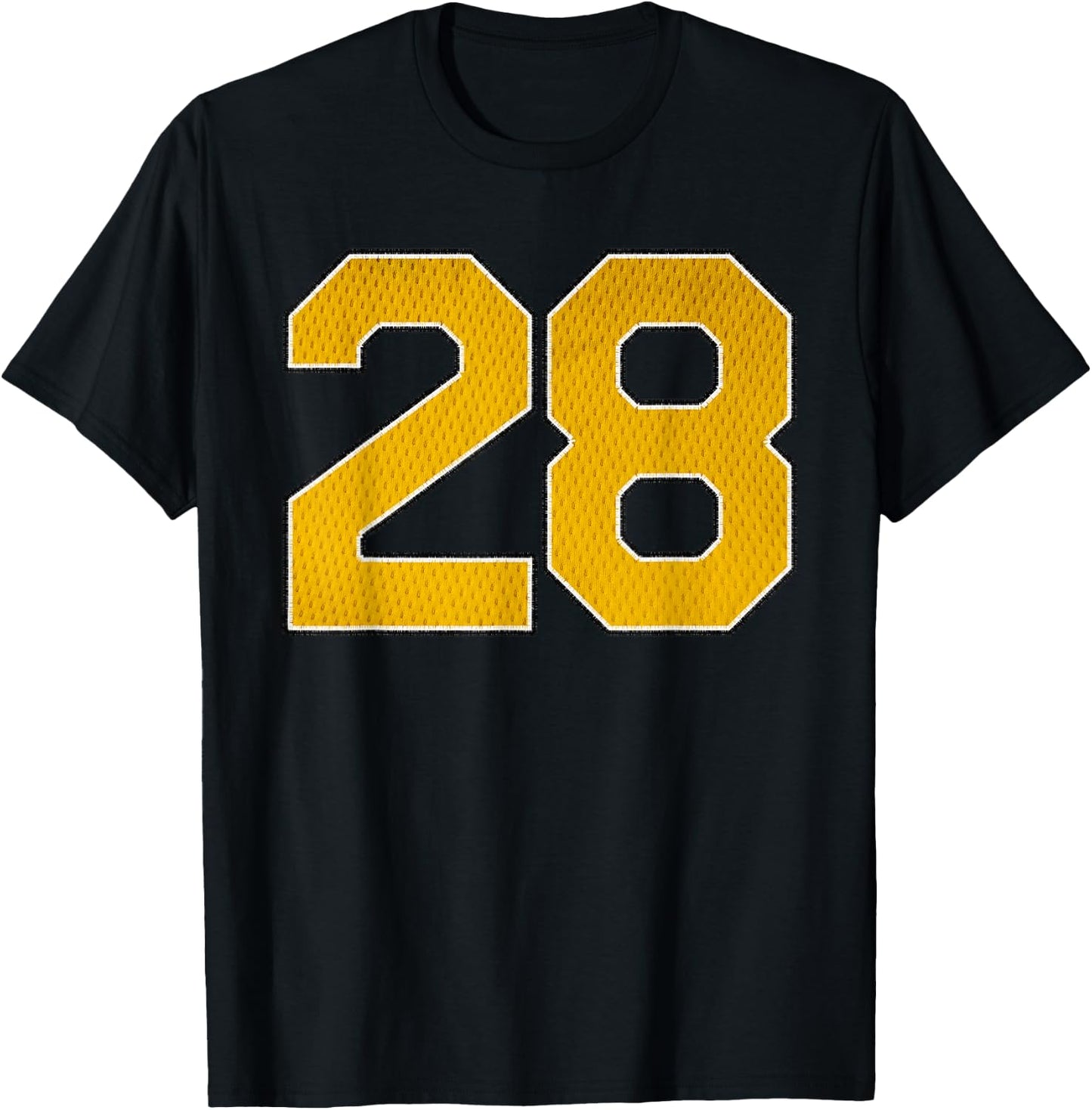 Gold Number 28 Athlete Sports Jersey Supporter Fanwear T-Shirt - T-Shirt | Black