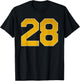 Gold Number 28 Athlete Sports Jersey Supporter Fanwear T-Shirt - T-Shirt | Black