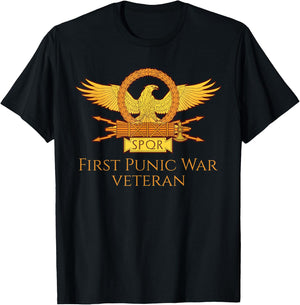 Ancient Roman History First Punic War Military Veteran SPQR T-Shirt - T-Shirt | Black
