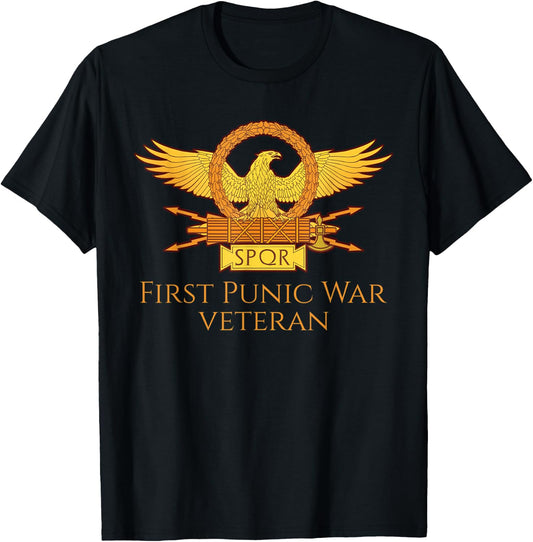 Ancient Roman History First Punic War Military Veteran SPQR T-Shirt - T-Shirt | Black