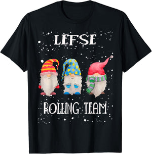 Lefse Rolling Team Nordic Merry Christmas Gnome Baking Tomte T-Shirt - T-Shirt | Black