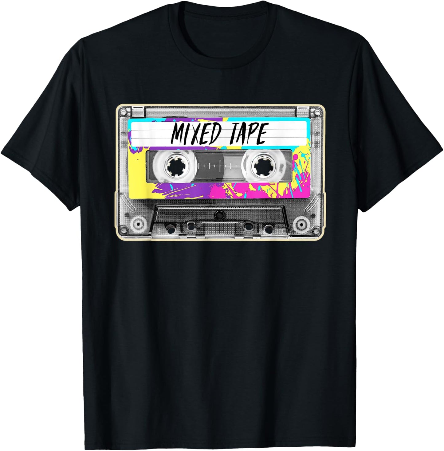 80s Paint Splash Cassette Tape Vintage Mixtape T-Shirt - T-Shirt | Black