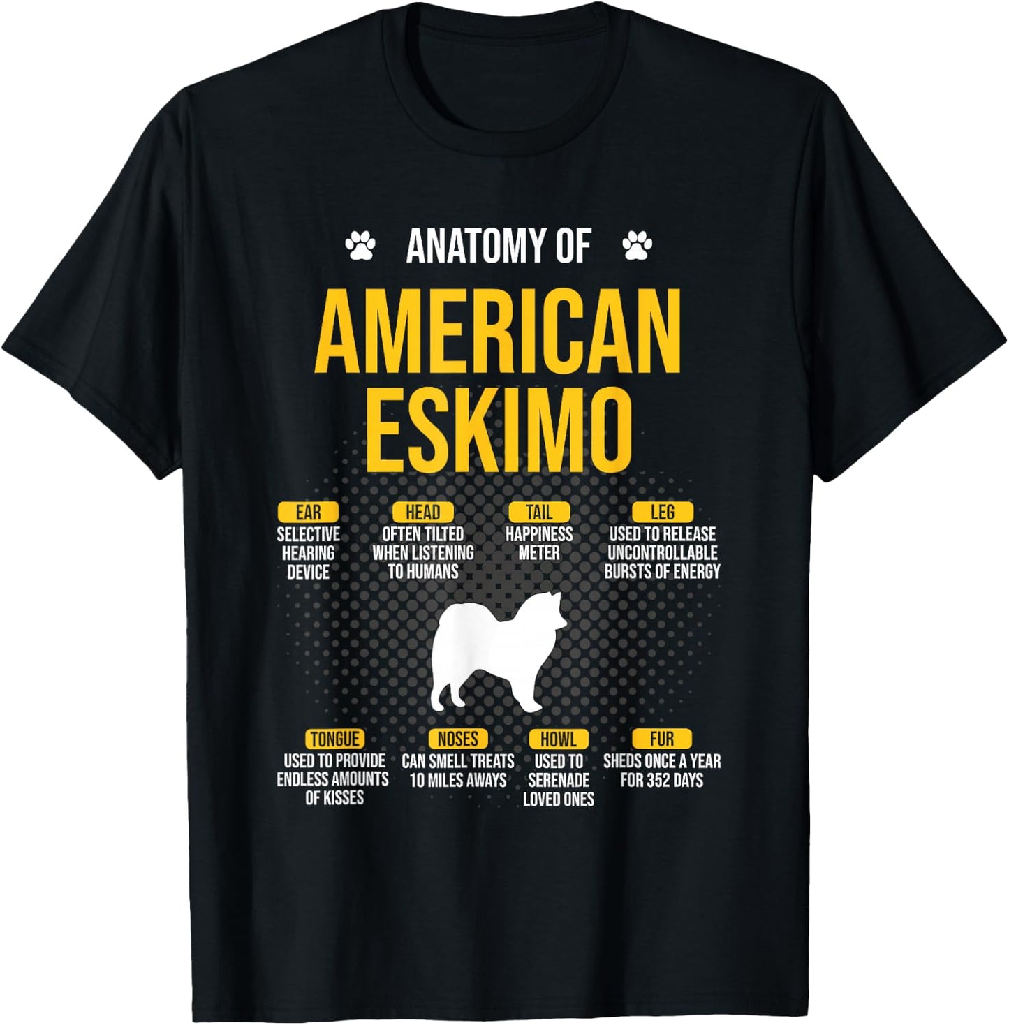 Anatomy Of American Eskimo Dog Lover T-Shirt - T-Shirt | Black