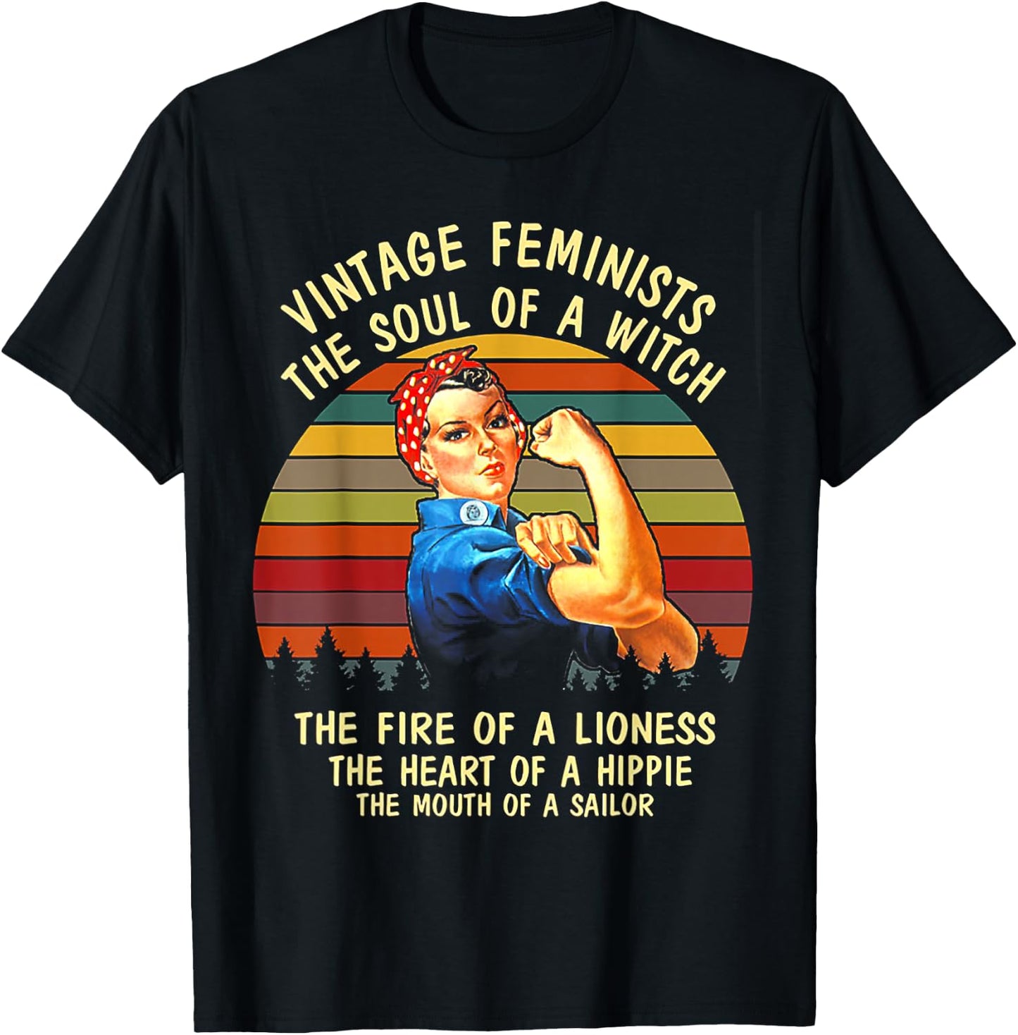 Vintage Feminists The Soul Of A Witch The Fire Of a Lioness T-Shirt - T-Shirt | Black