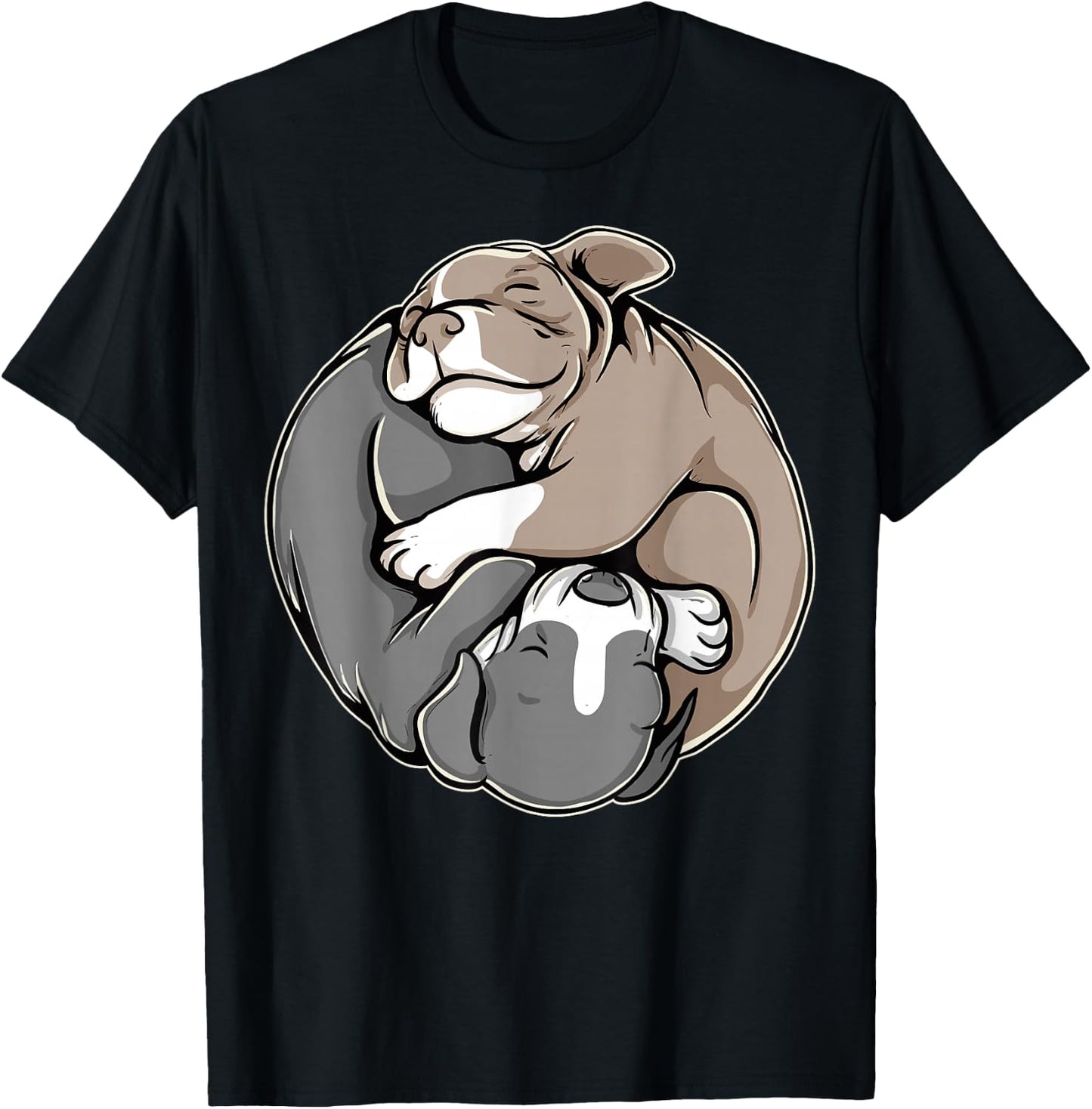 Pitbull Puppies Yin Yang For Pibble Mom T-Shirt - T-Shirt | Black