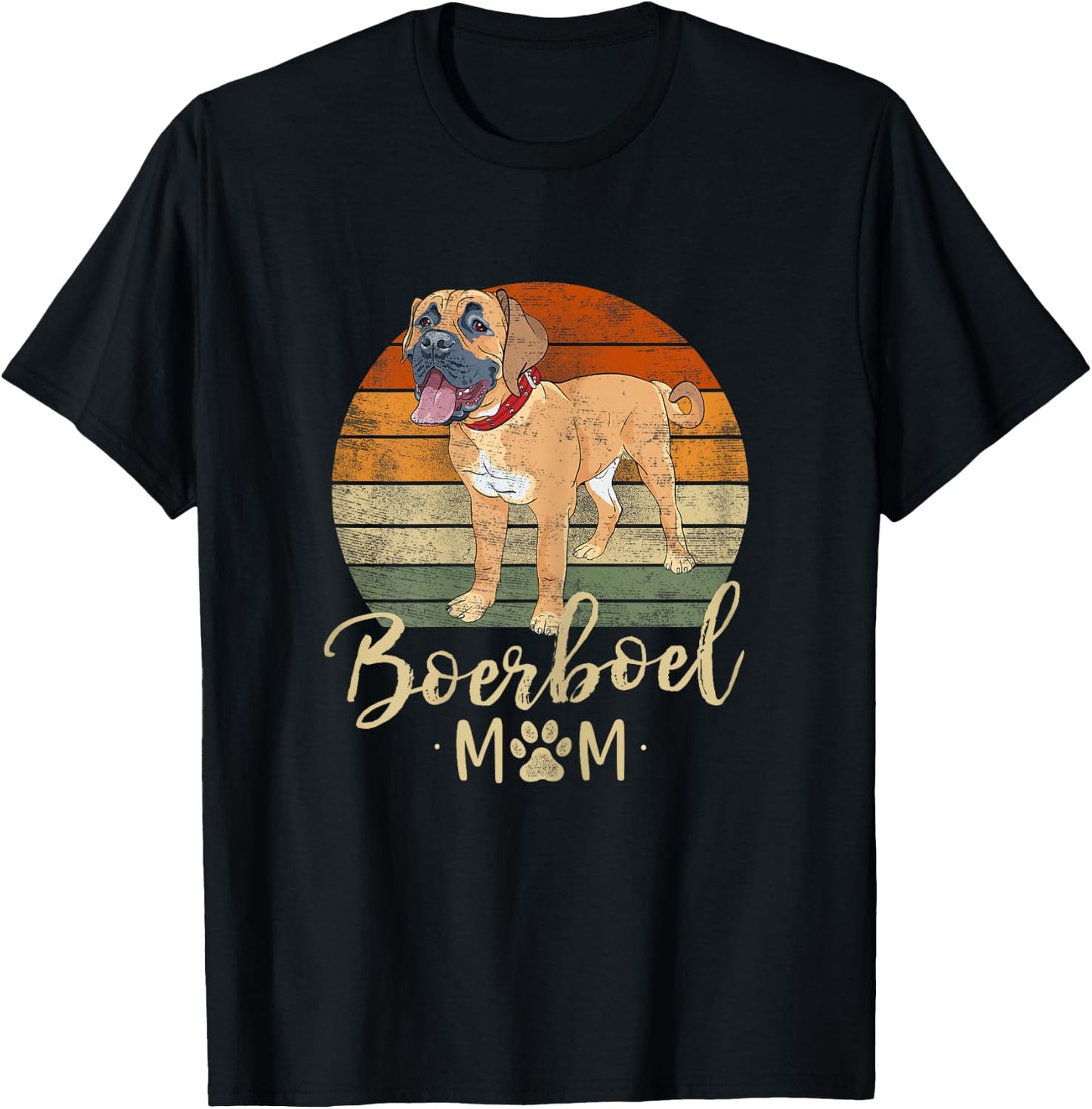 Boerboel Mom Retro Sunset Boerboel Lover Gifts Dog Mama T-Shirt - T-Shirt | Black