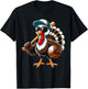 Turkey Baseball Thanksgiving Fall Turkey Playing Baseball T-Shirt - T-Shirt | Black