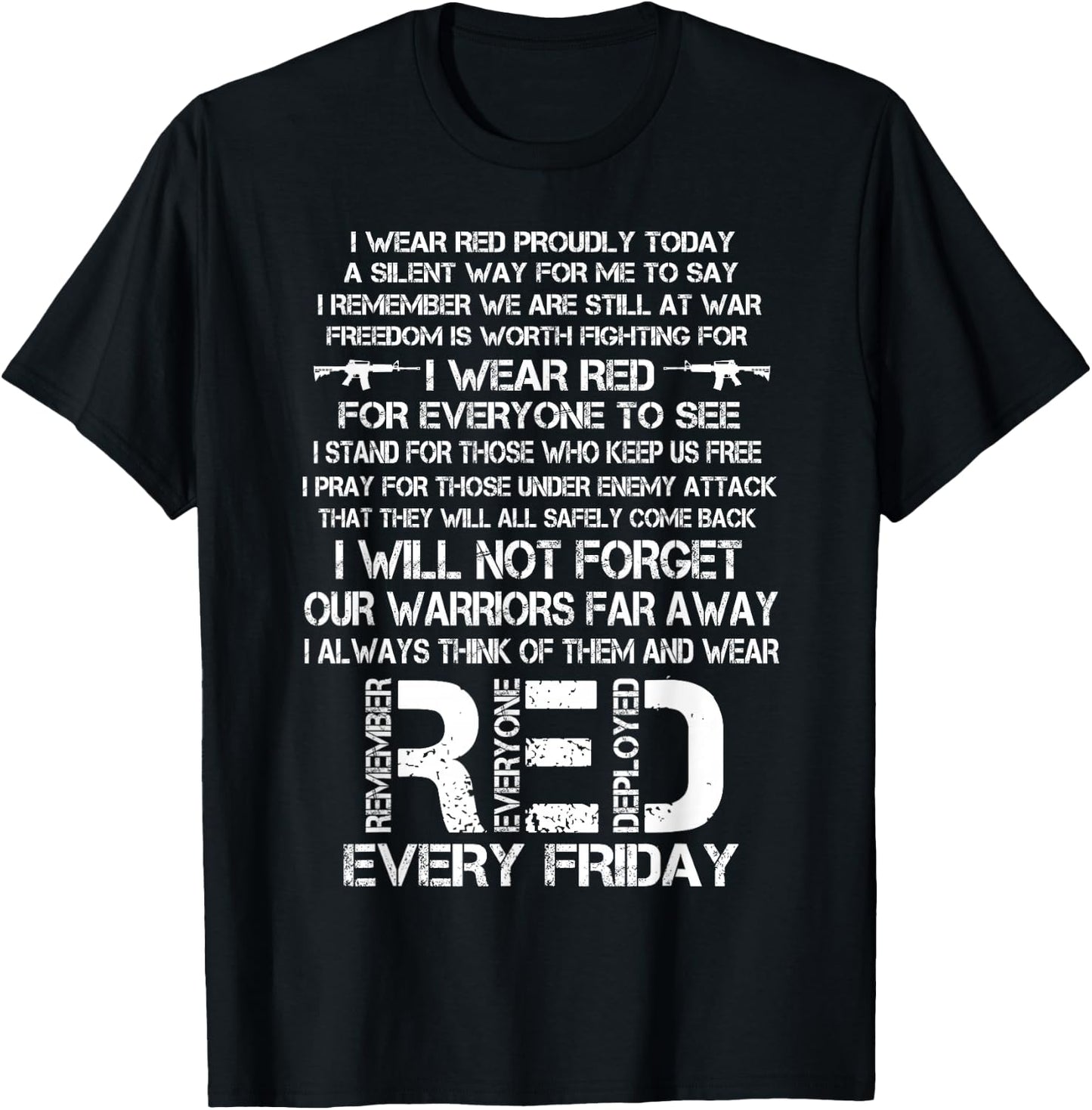 Red Friday Remember The Deployed Military Troops Poem Small T-Shirt - T-Shirt | Black